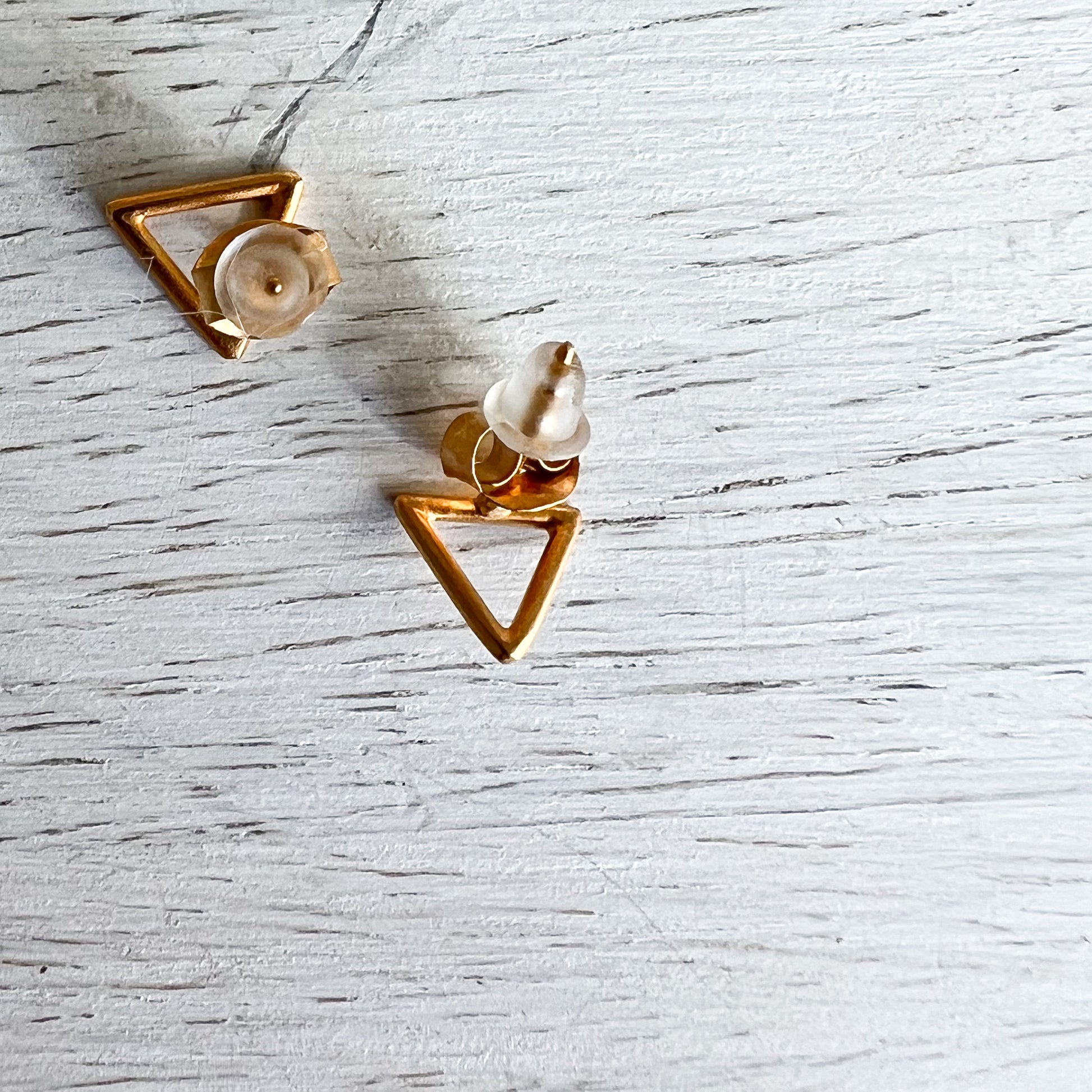 Vermeil Gold Triangle Post Earrings - Bellestyle