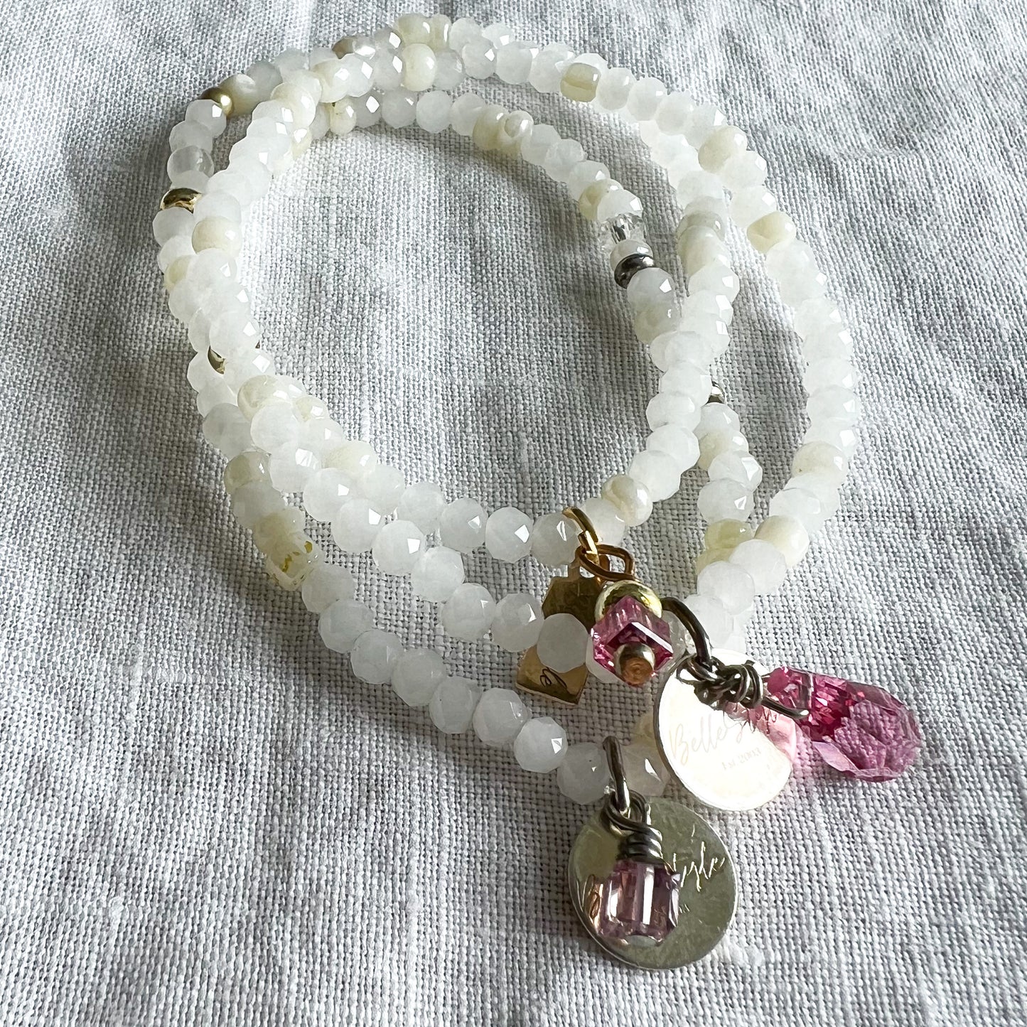 Pink Swarovski Teardrop Crystal Quartz Bracelet - BelleStyle