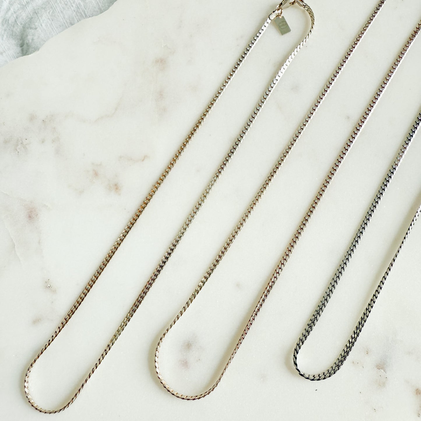 Warson Sterling Silver Flat Curb 925 Italian Chain Necklace