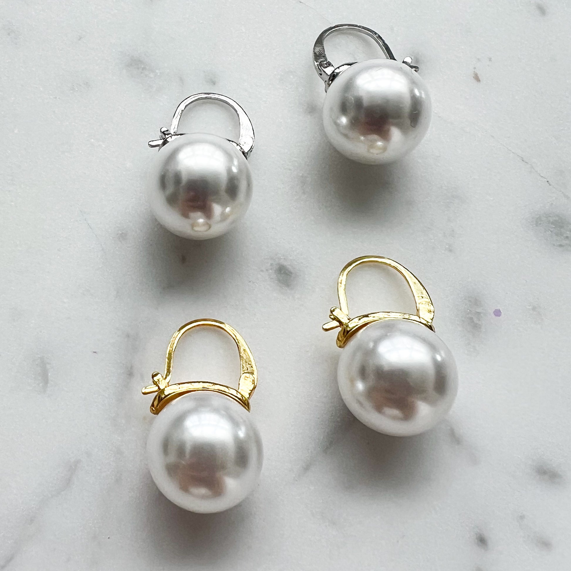 Everyday Faux Large Pearl 925 Earrings - BelleStyle