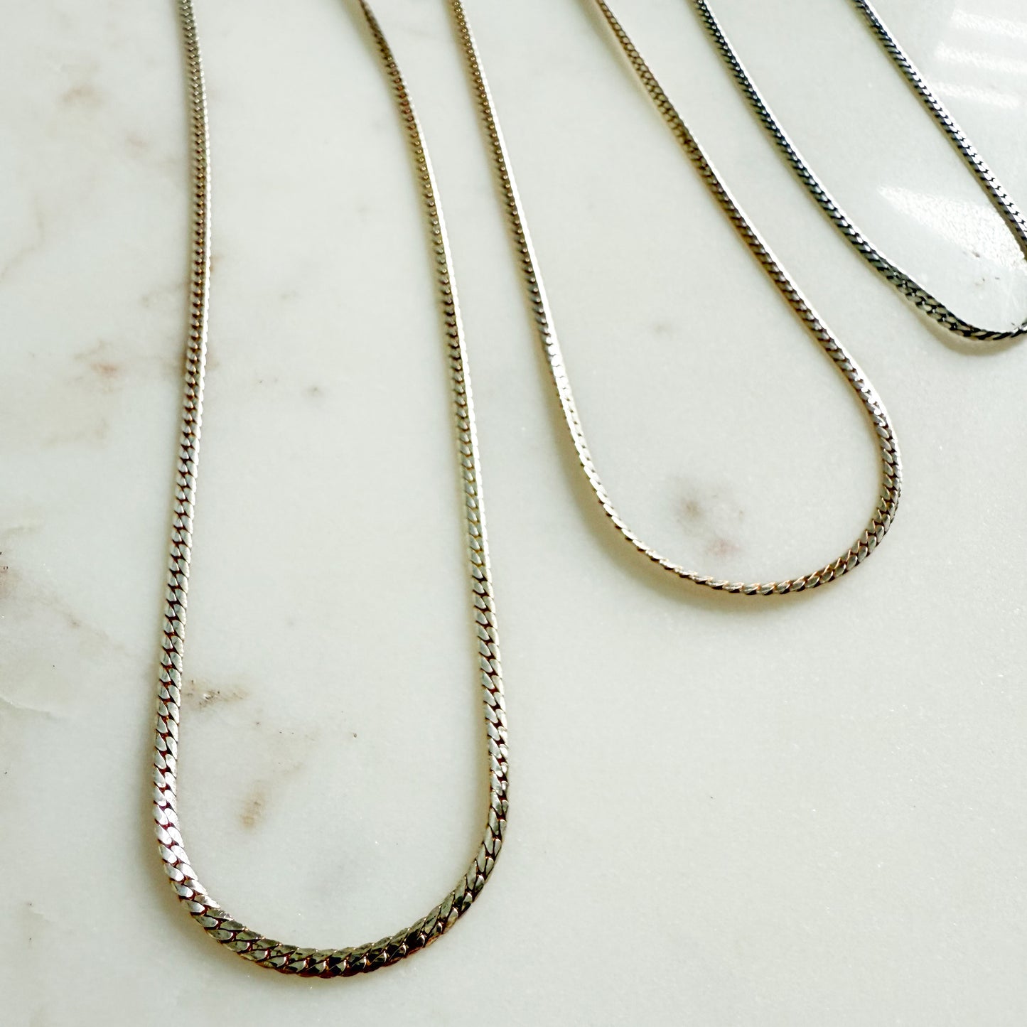 Warson Sterling Silver Flat Curb 925 Italian Chain Necklace