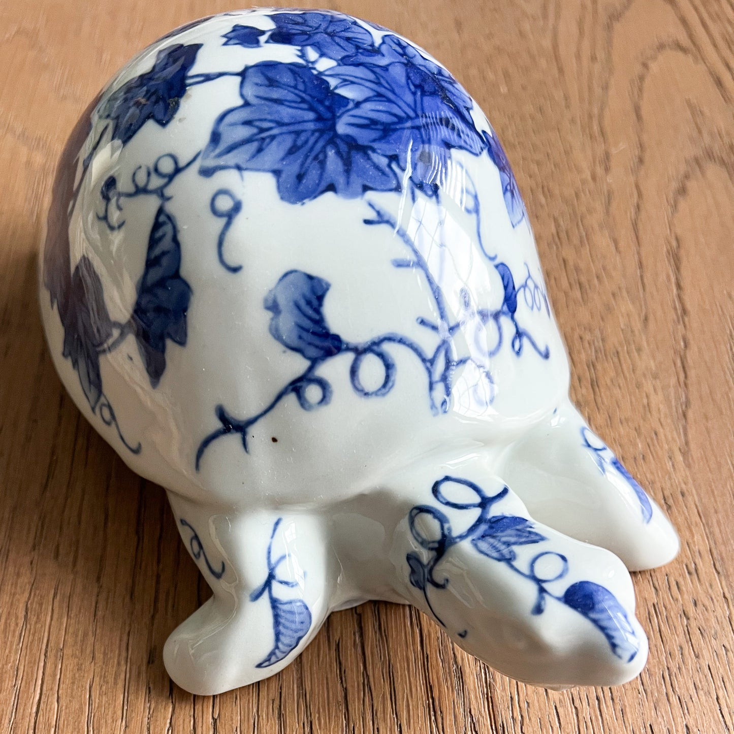 Vintage Blue and White Ceramic Turtle Home Decor