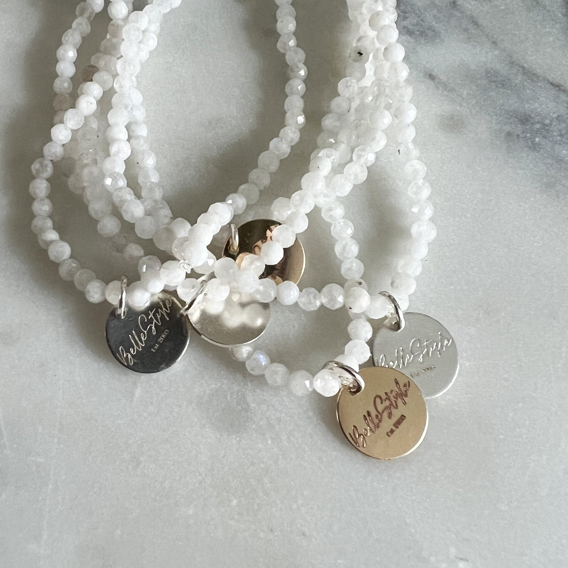 Micro White Jade Logo Bracelet - BelleStyle
