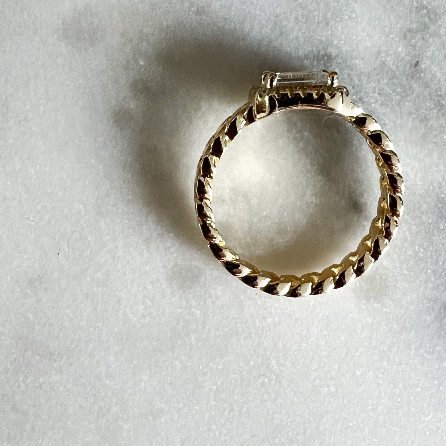 Rectangle Baguette Gold Curb Ring SIze 7