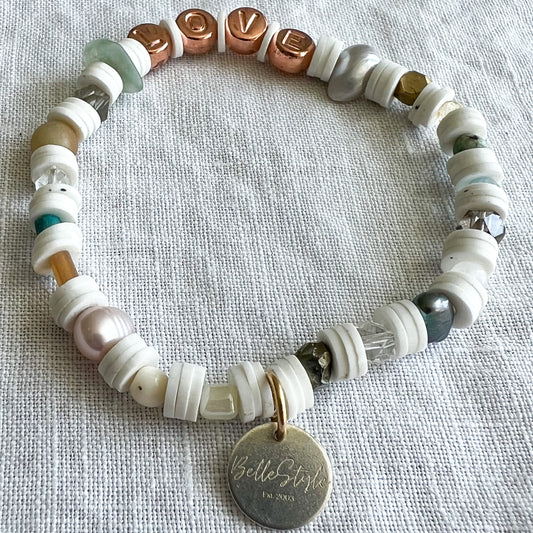 LOVE Rose Gold Letter Semi Precious Stone Custom Friendship Bracelet
