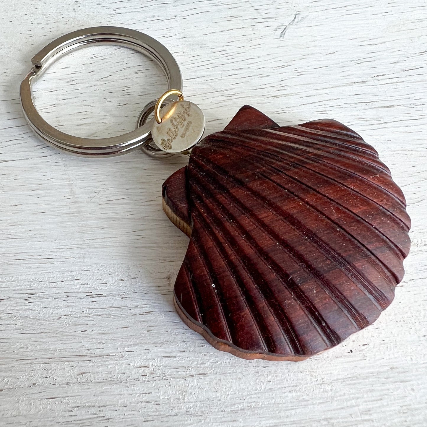 Bali Shell Wood Keychain