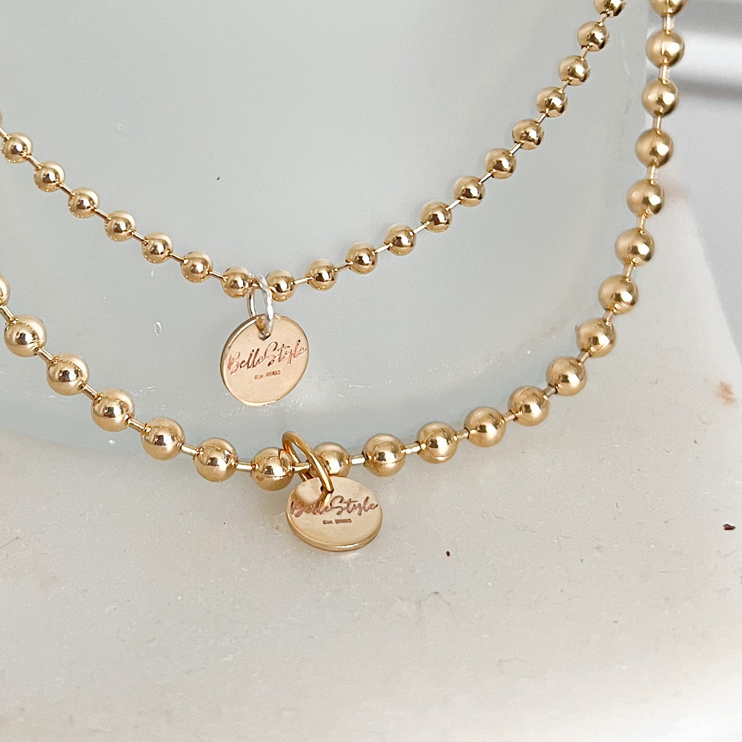 Logo Ball Chain Gold Necklace - BelleStyle