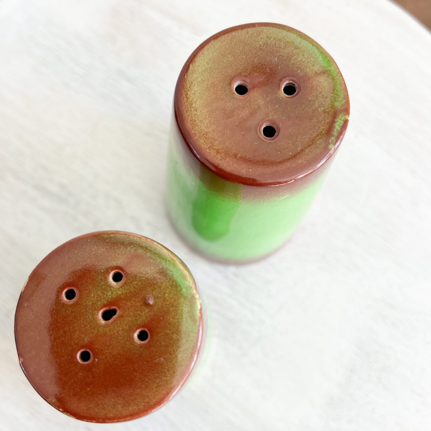 Dublin Vintage Mid Century Modern Green Brown Japanese Salt Pepper Shakers