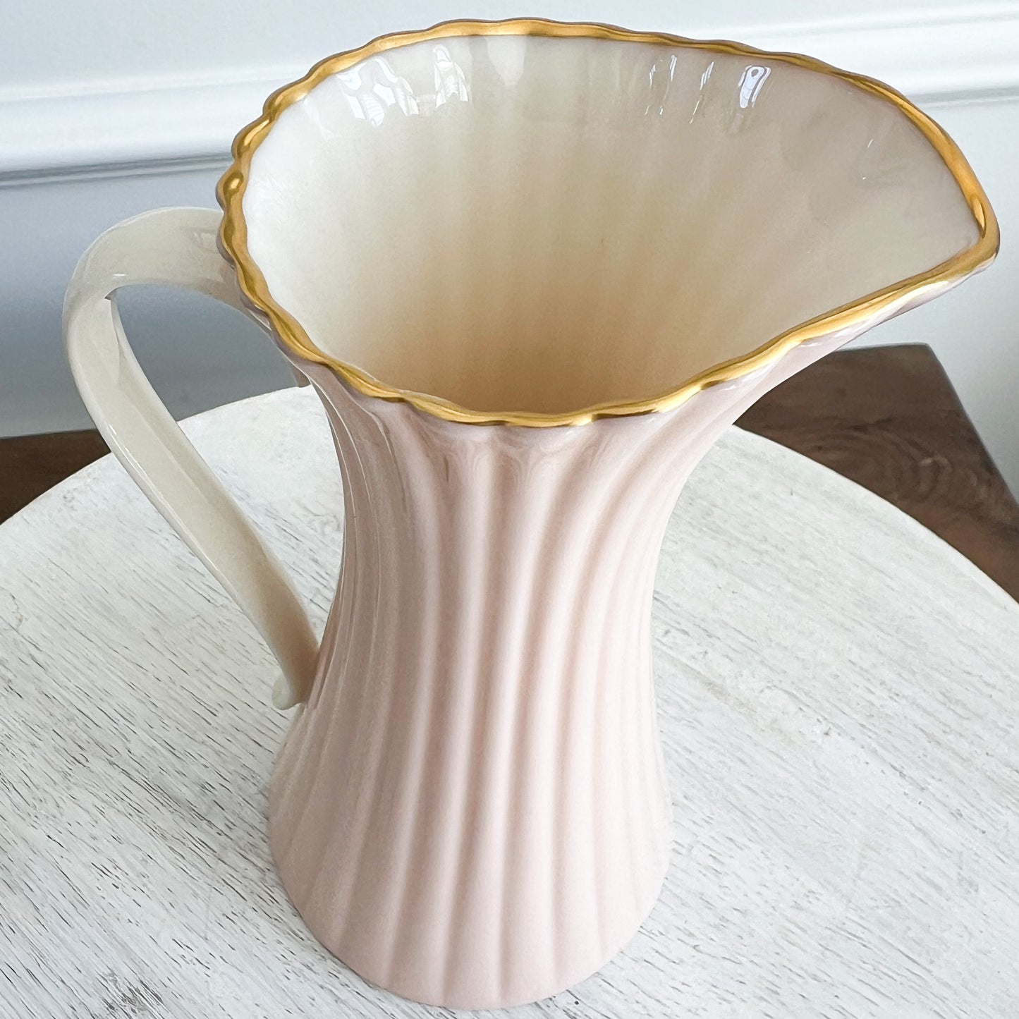 Betty Pastel Pink Scalloped Vintage Lenox Milk Pitcher with Handle