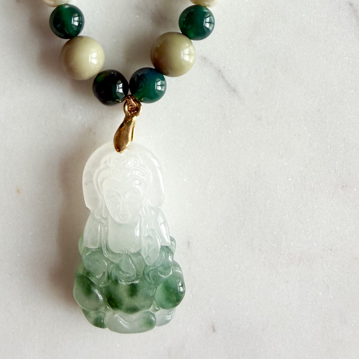 Guardian Semi-Precious Vintage Jade Buddha Pendent Necklace - BelleStyle