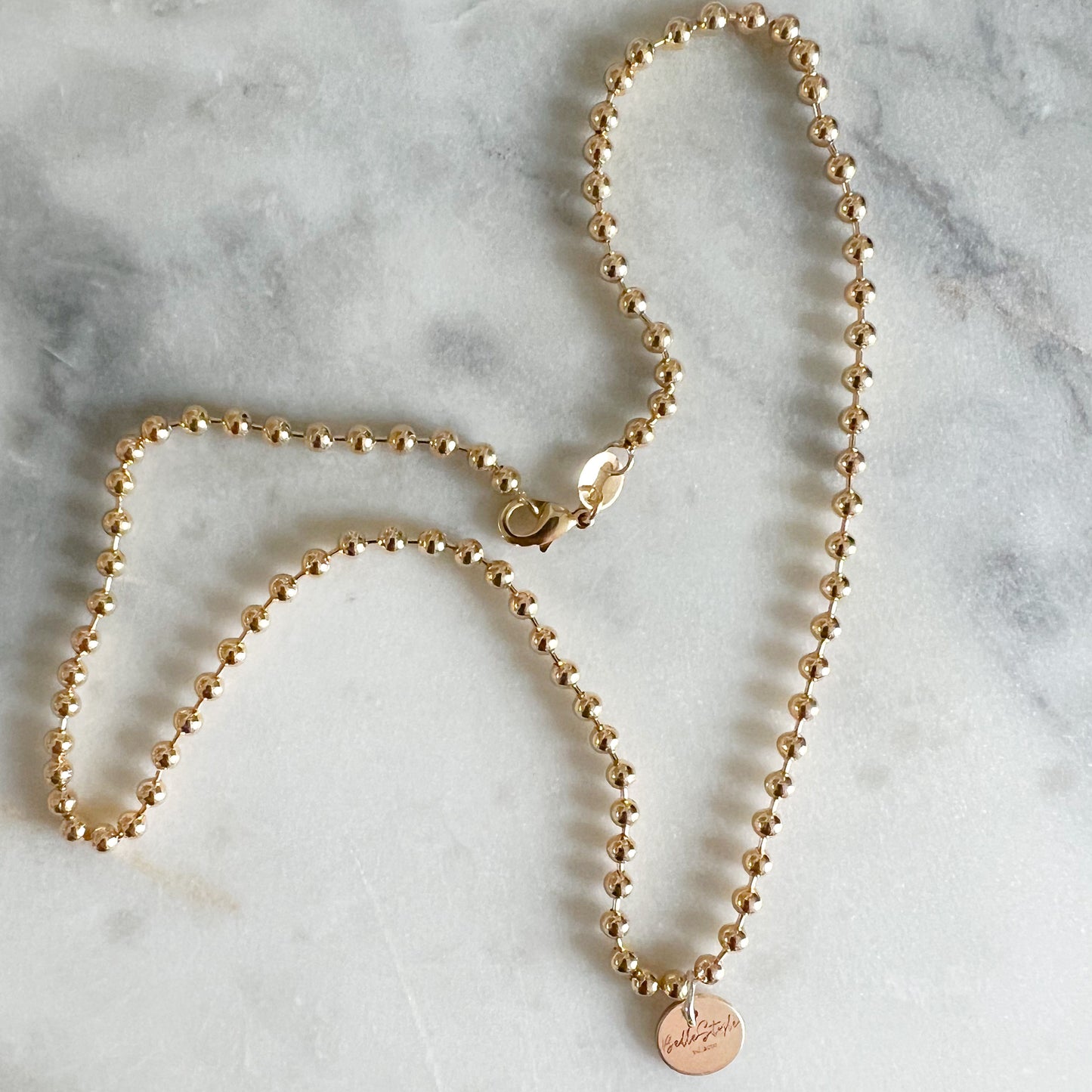 Logo Ball Chain Gold Necklace - BelleStyle