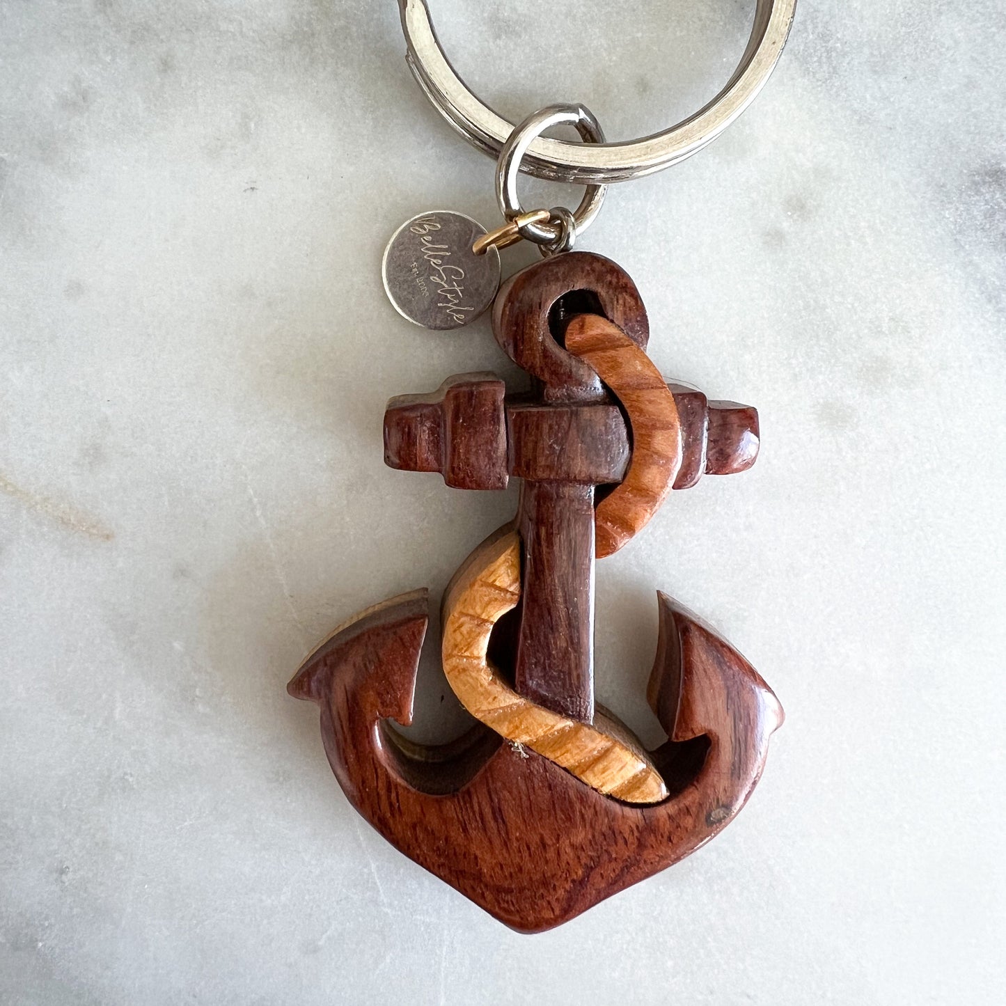 Bali Anchor Wood Keychain - BelleStyle