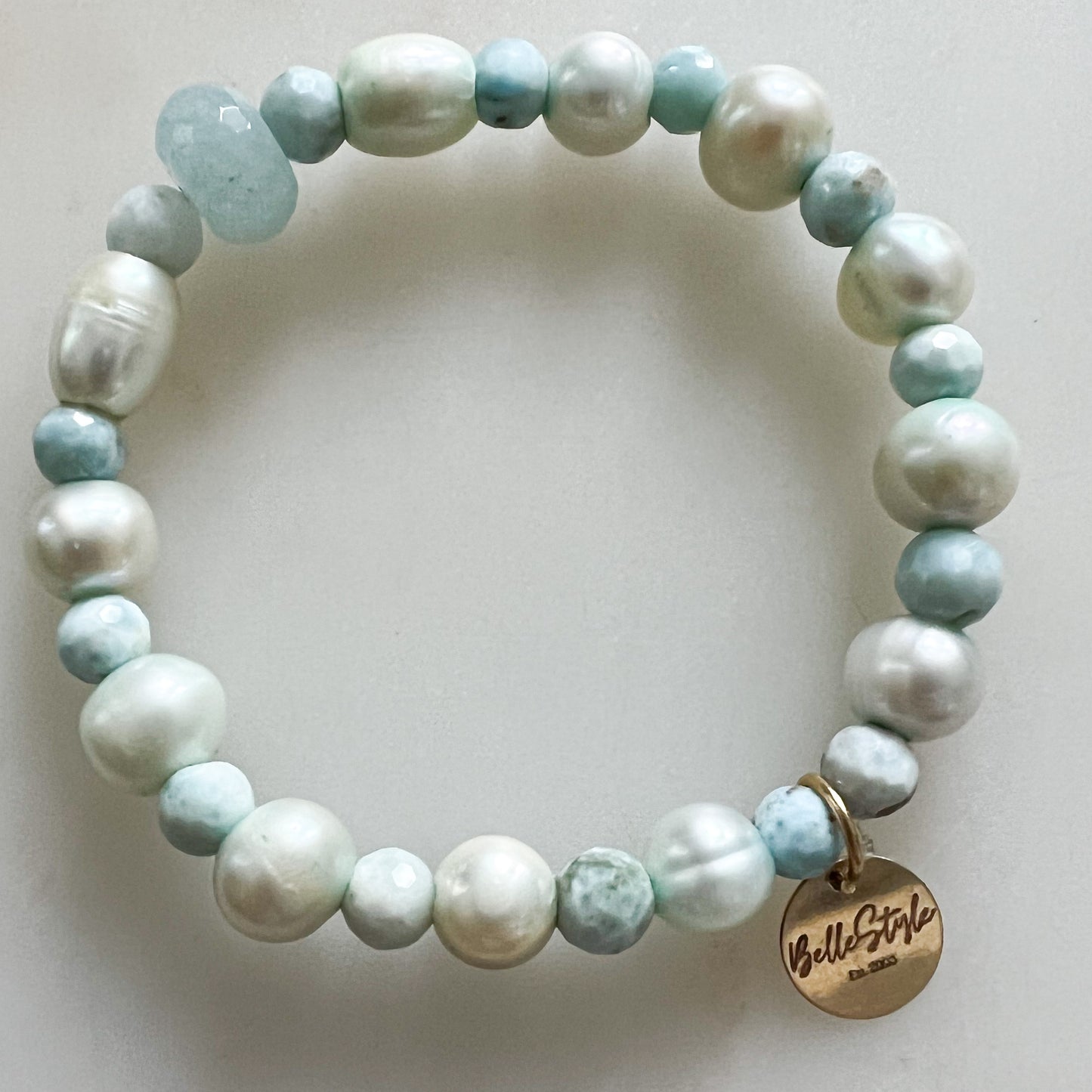 Indy Larimar Freshwater Pearl Bracelet - BelleStyle