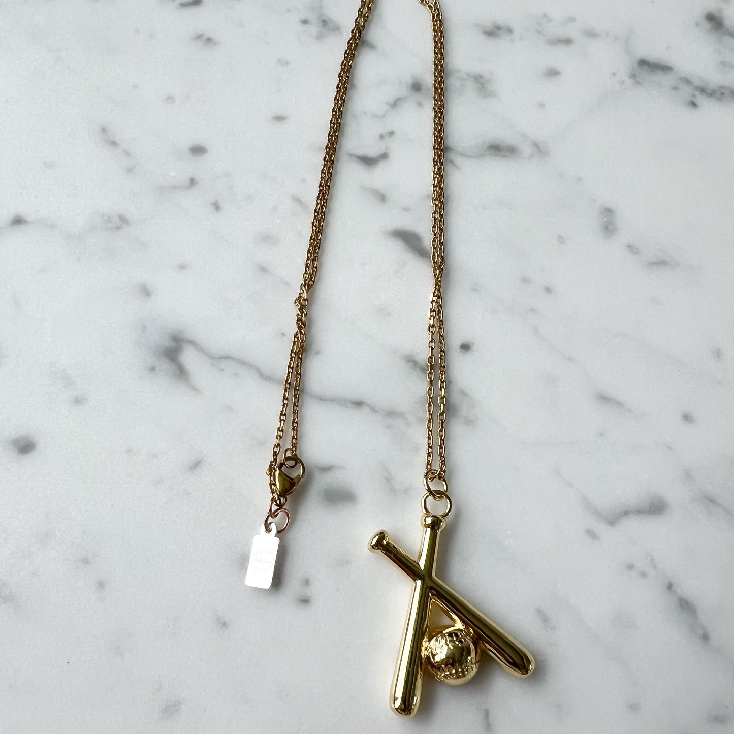Baseball Bats Gold Stainless Steel Necklace