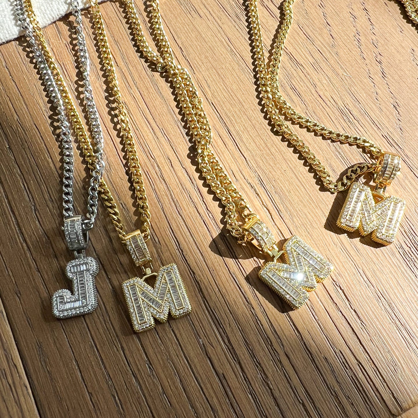 Drip King Baguette Crystal Letter Necklace - BelleStyle