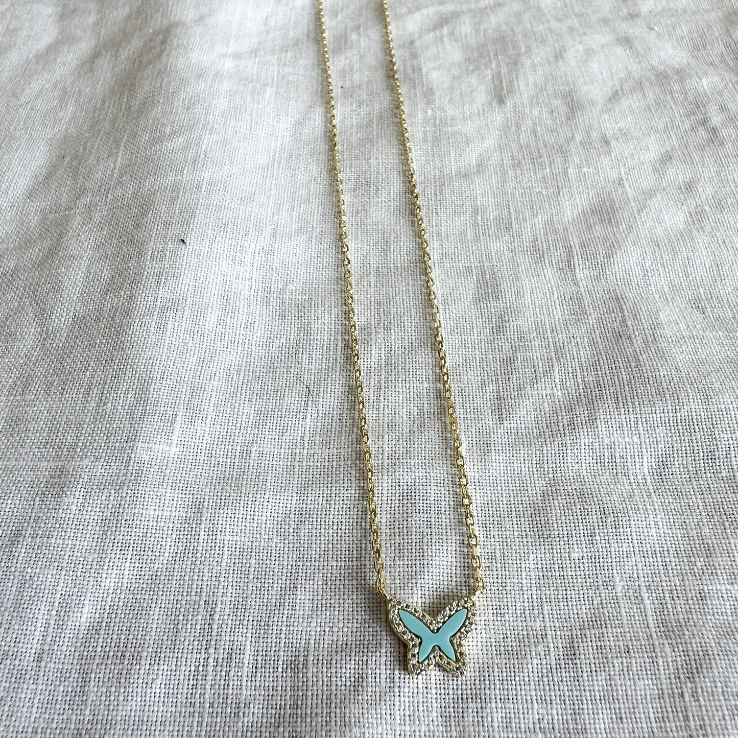 Small Butterfly Cubic Zirconia 925 Necklace Turquoise