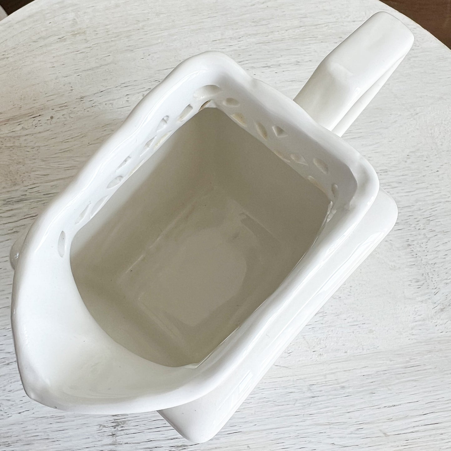 Brass Bee White Ceramic Vintage Milk Pitcher