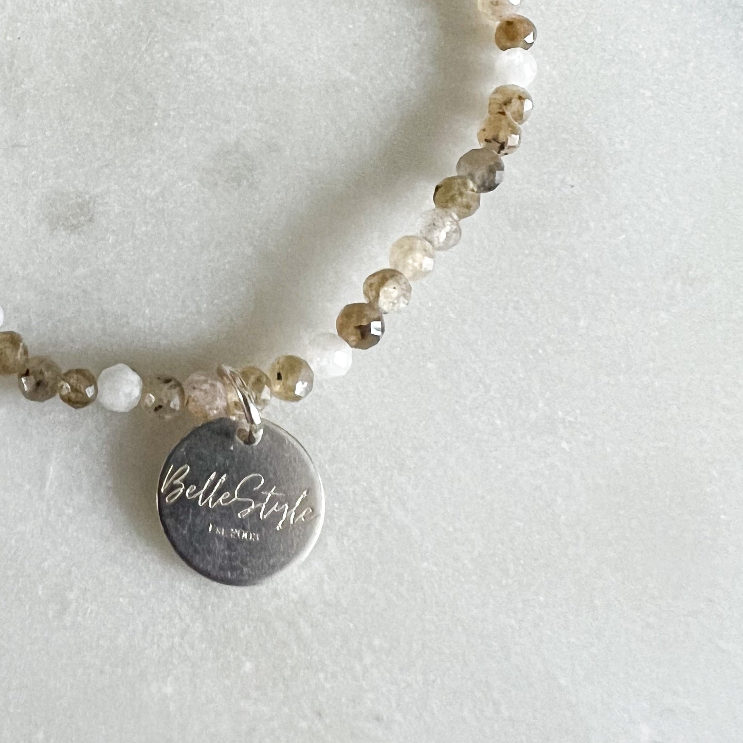 Micro Labradorite White Jade Logo Bracelet - BelleStyle