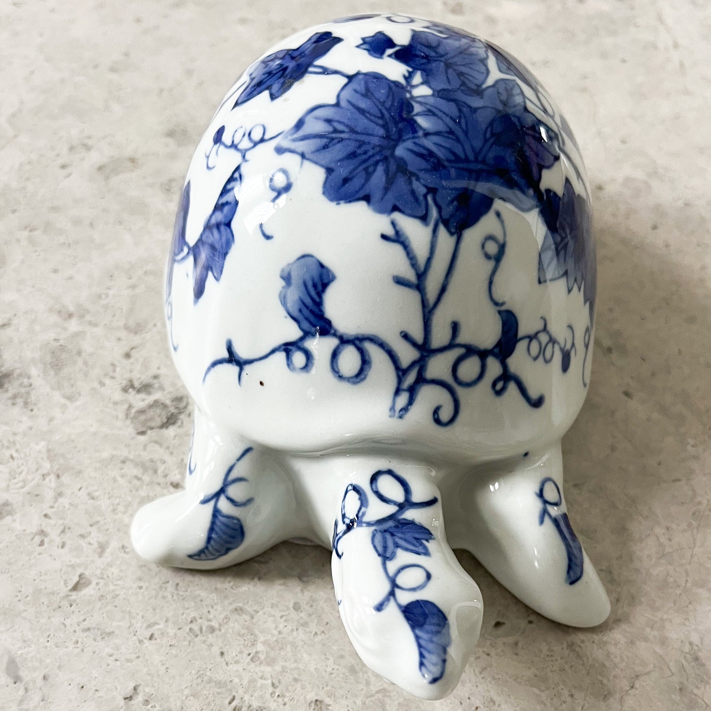 Vintage Blue and White Ceramic Turtle Home Decor