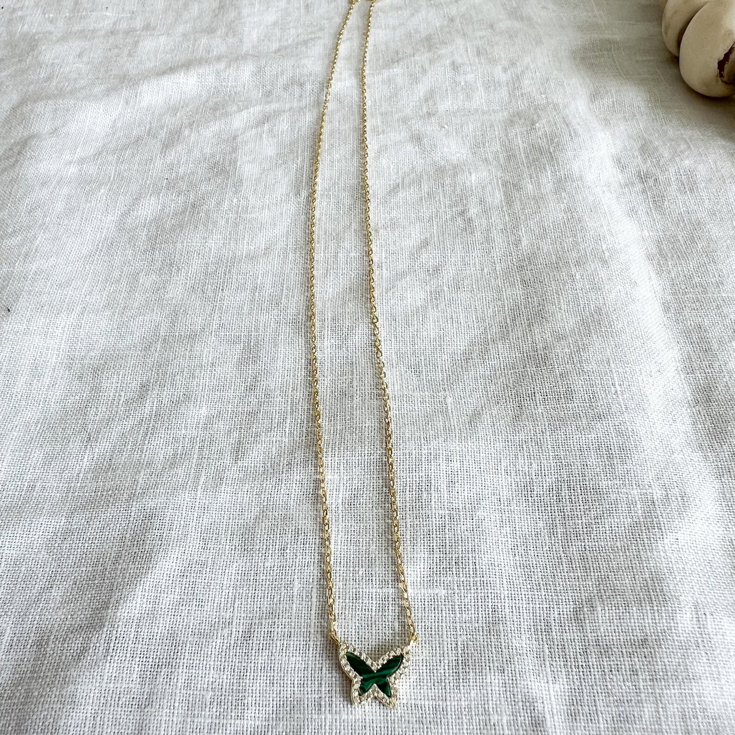 Small Butterfly Cubic Zirconia 925 Necklace Green