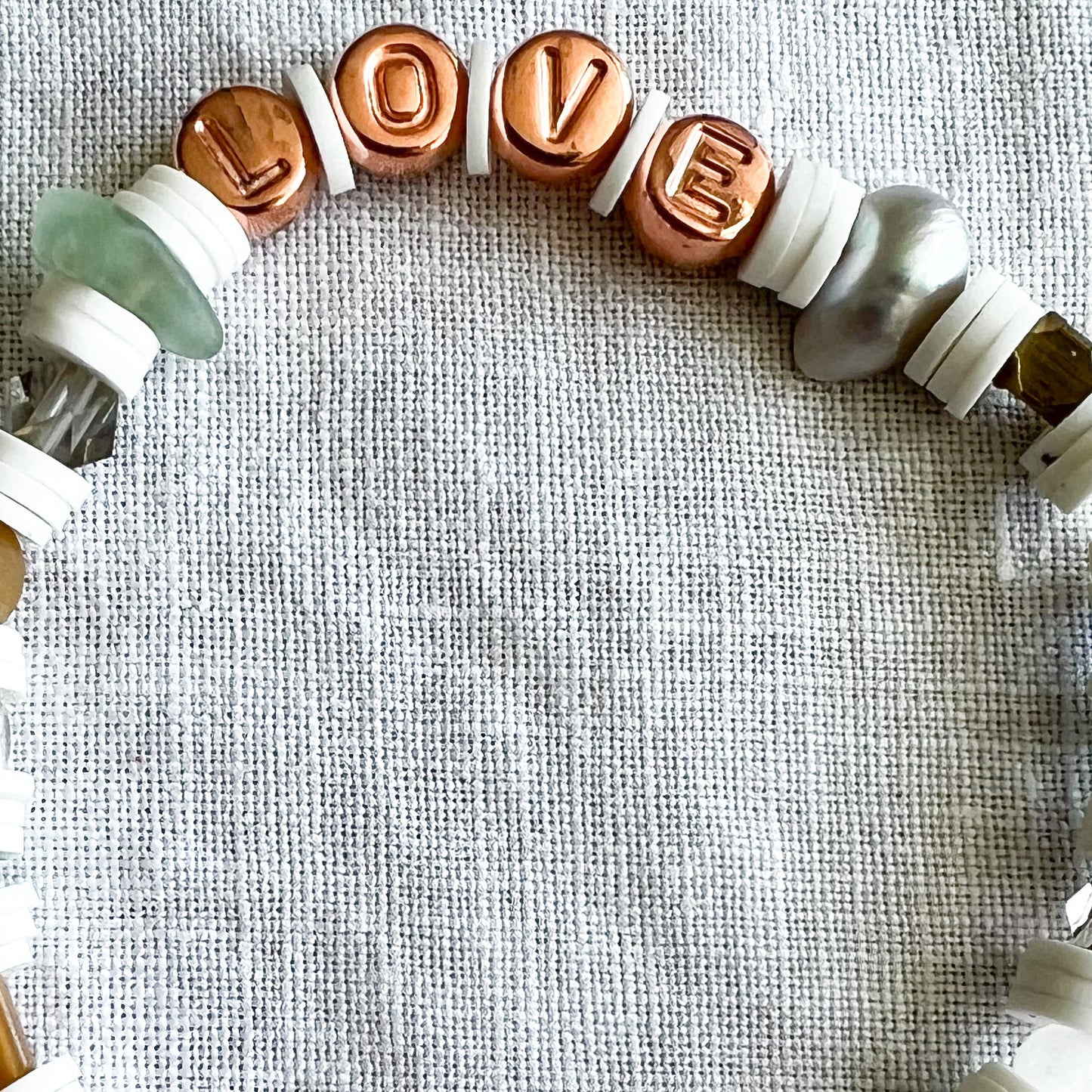 LOVE Rose Gold Letter Semi Precious Stone Custom Friendship Bracelet