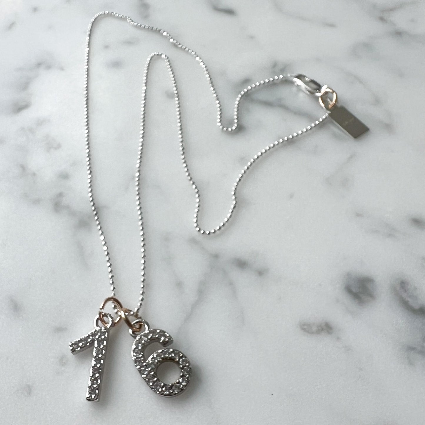 Two Number Sterling Silver Ball Chain 925 Necklace