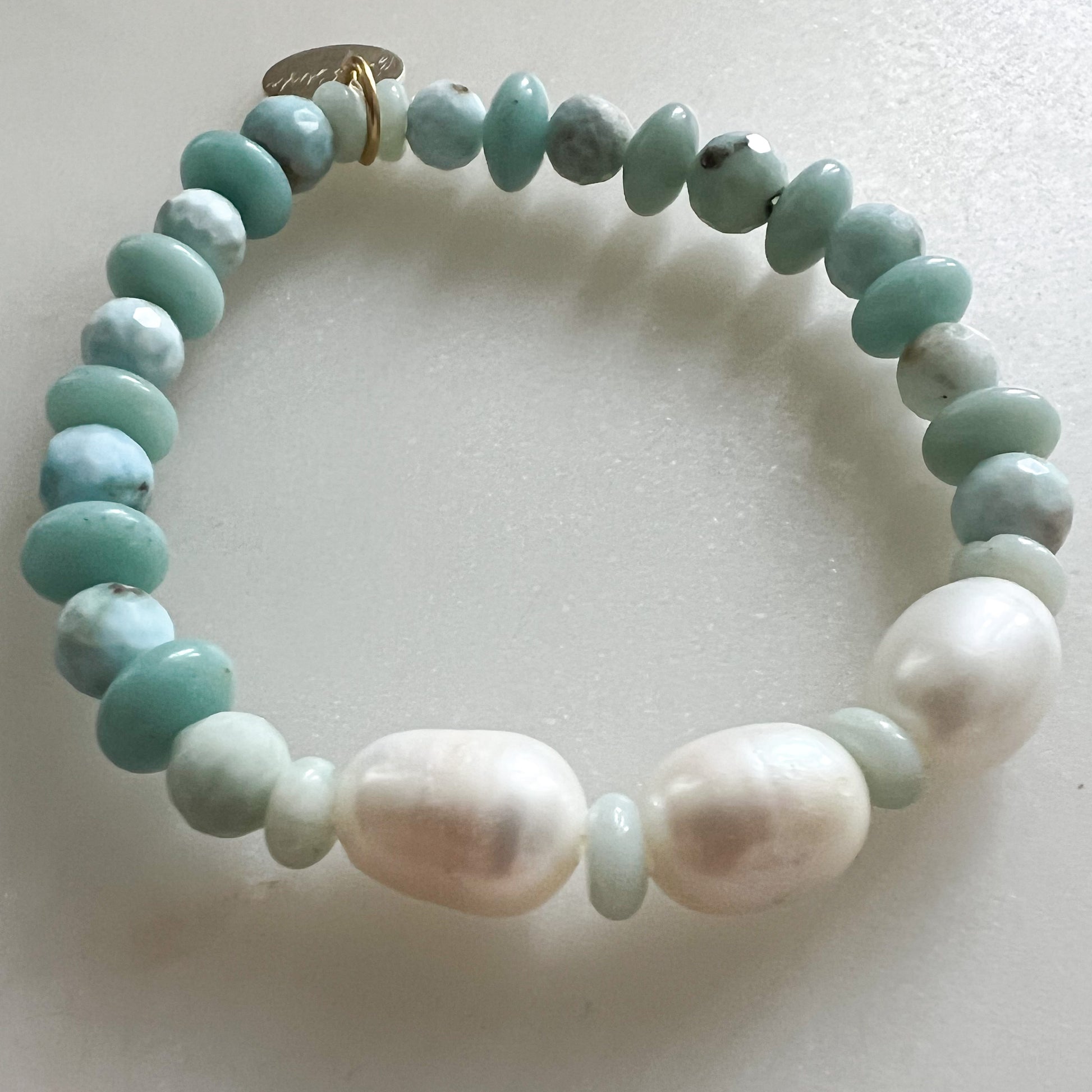 Larimar Freshwater Pearl Bracelet - BelleStyle