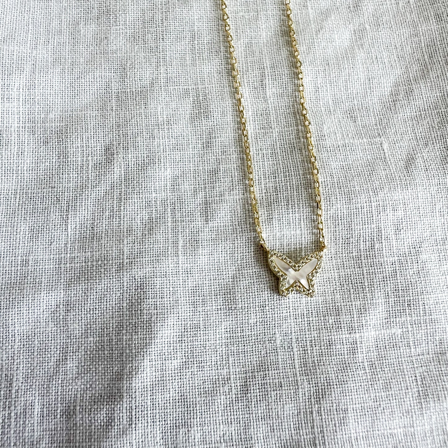 Small Butterfly Cubic Zirconia 925 Necklace White