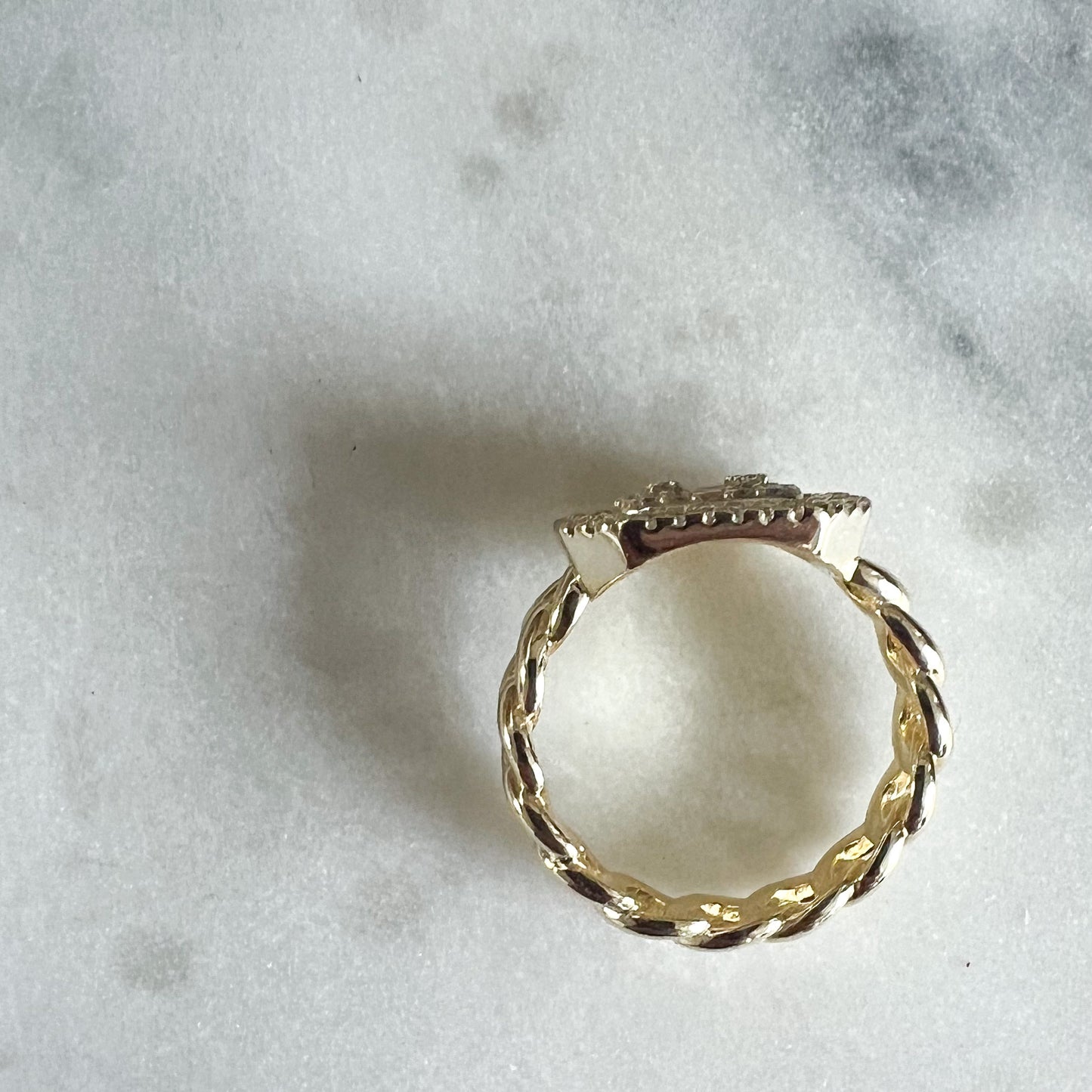 Baguette Box Gold Sterling Silver 925 Ring Size 7 - BelleStyle