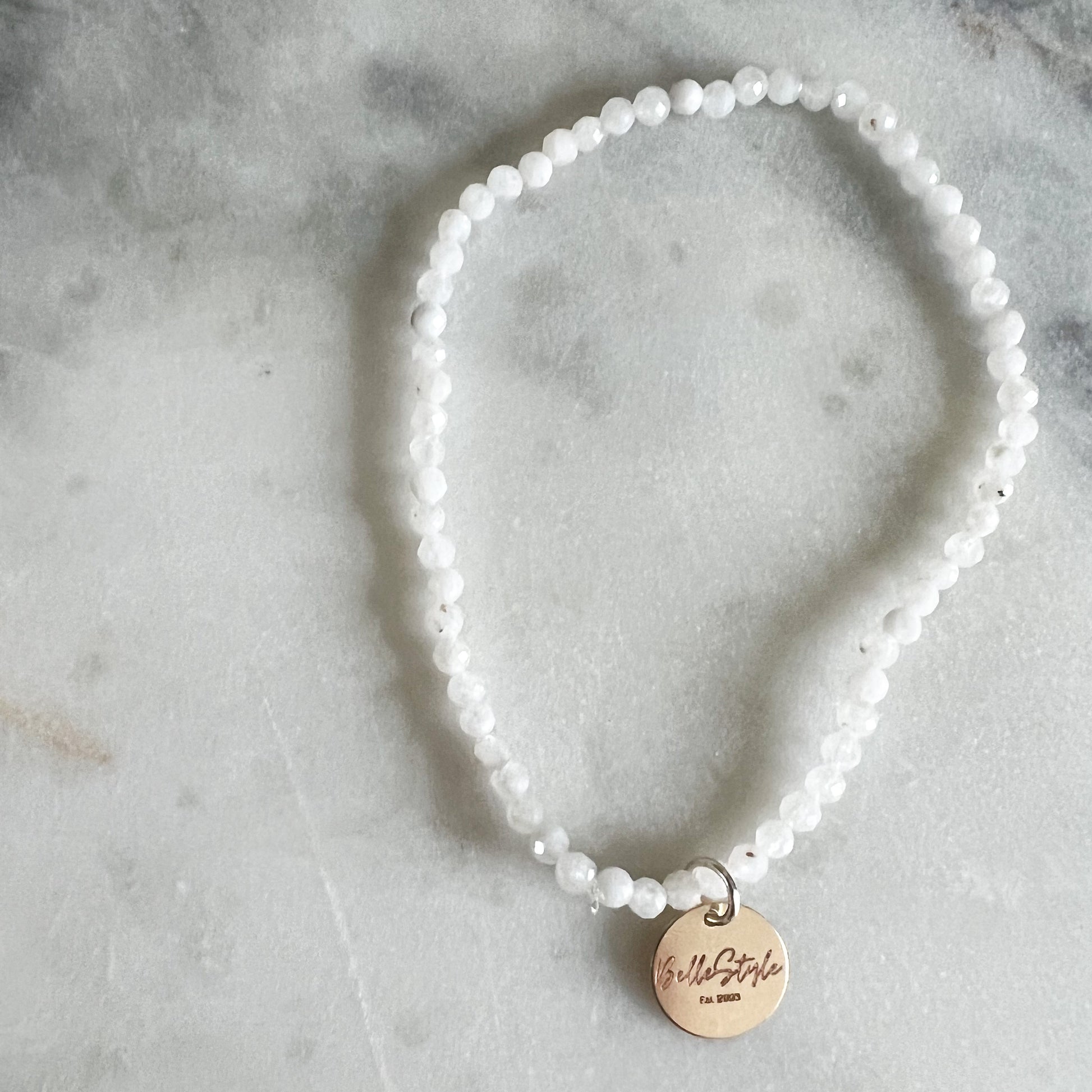 Micro White Jade Logo Bracelet - BelleStyle