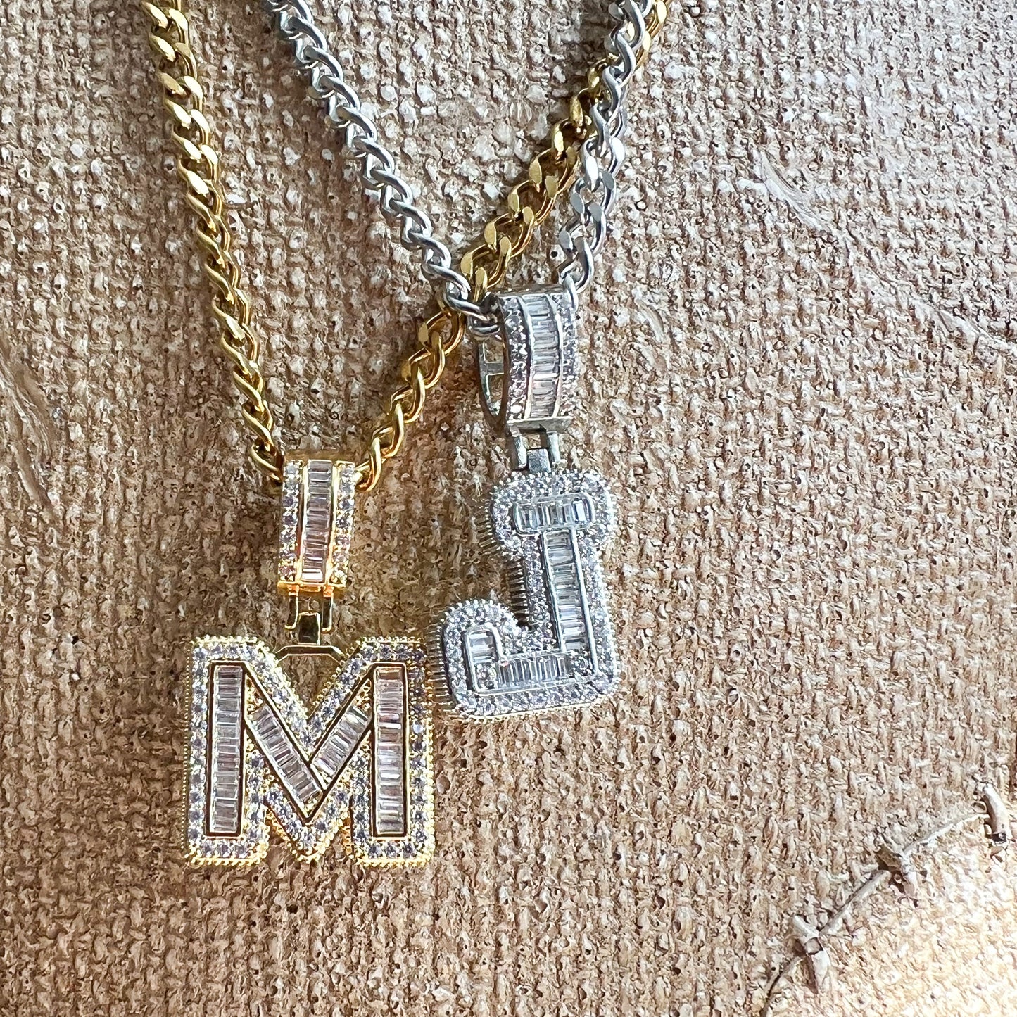 Drip King Stainless Steel Crystal Letter Necklace