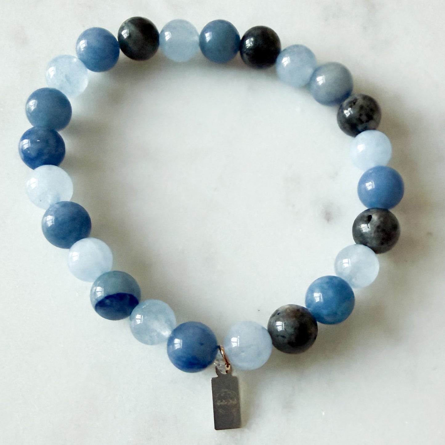 Montana Men’s Unisex Dalmatian Jasper Chalcedony Beaded Bracelet