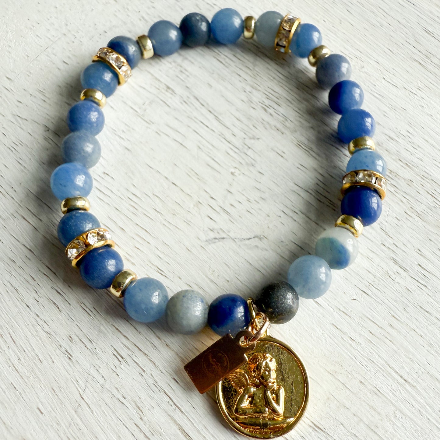 Drippy Blue Chalcedony AngelFace Semi Precious Stone 14KTGF Bracelet