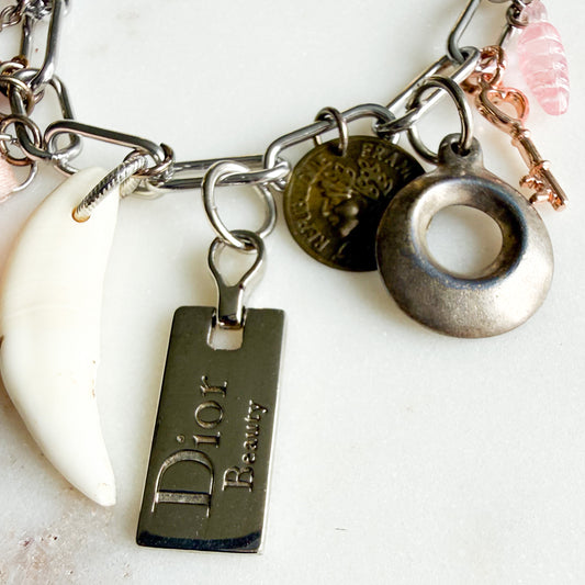 Panama Swarovski Hot Pink Crystal Archive Vintage Dior Beauty Charm Bracelet - BelleStye