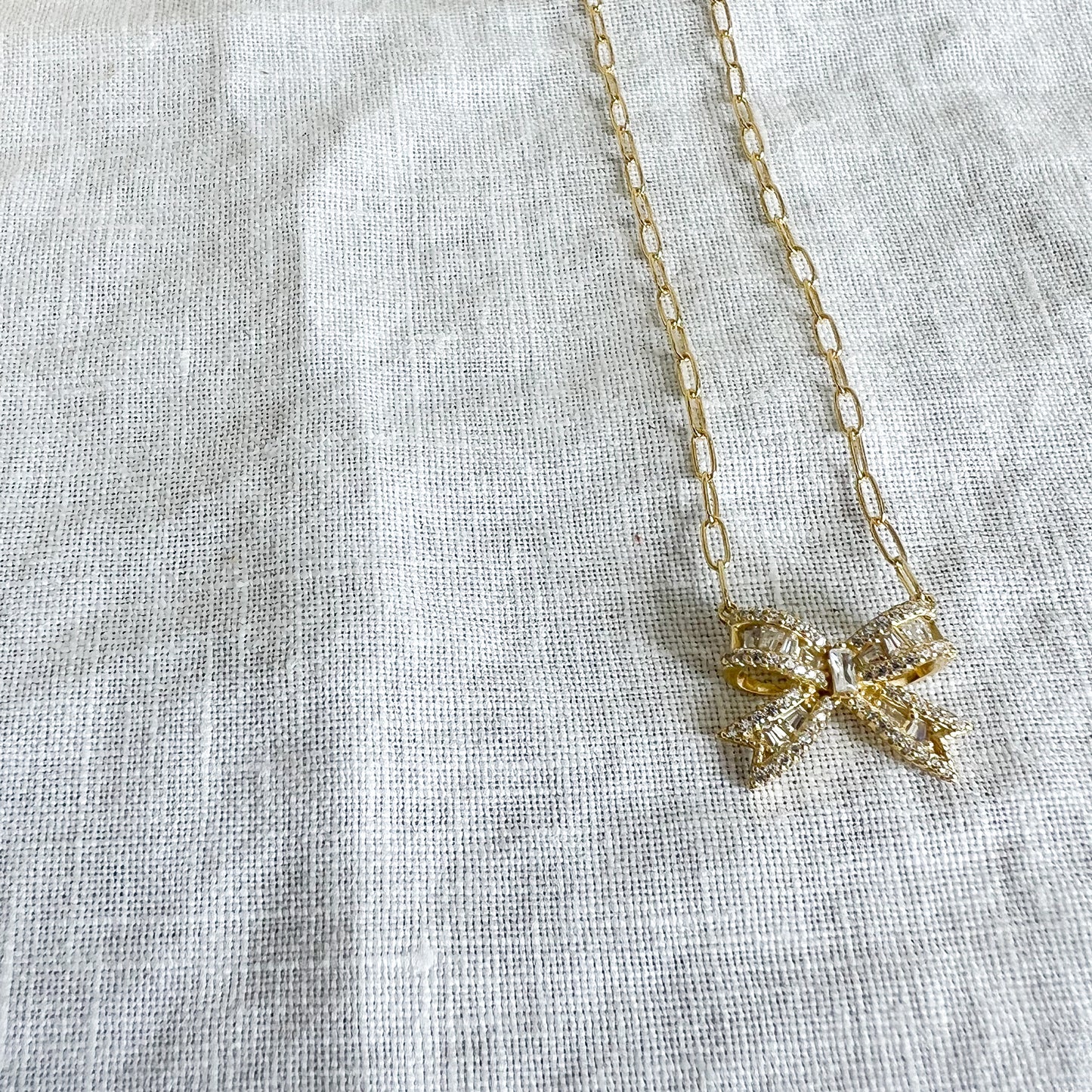 Belle Bow Baguette Crystal 925 Necklace