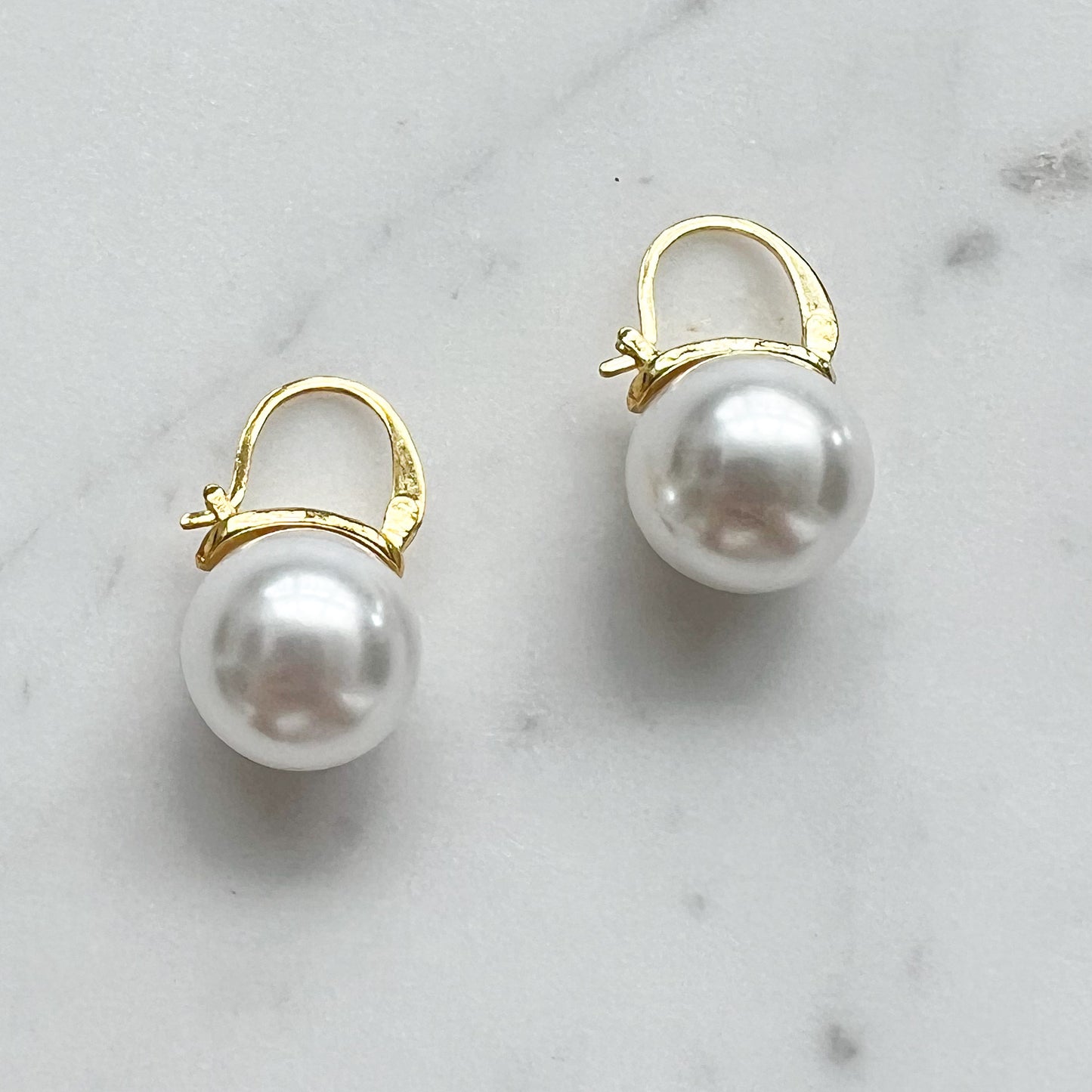 Everyday Faux Large Pearl 925 Earrings - BelleStyle