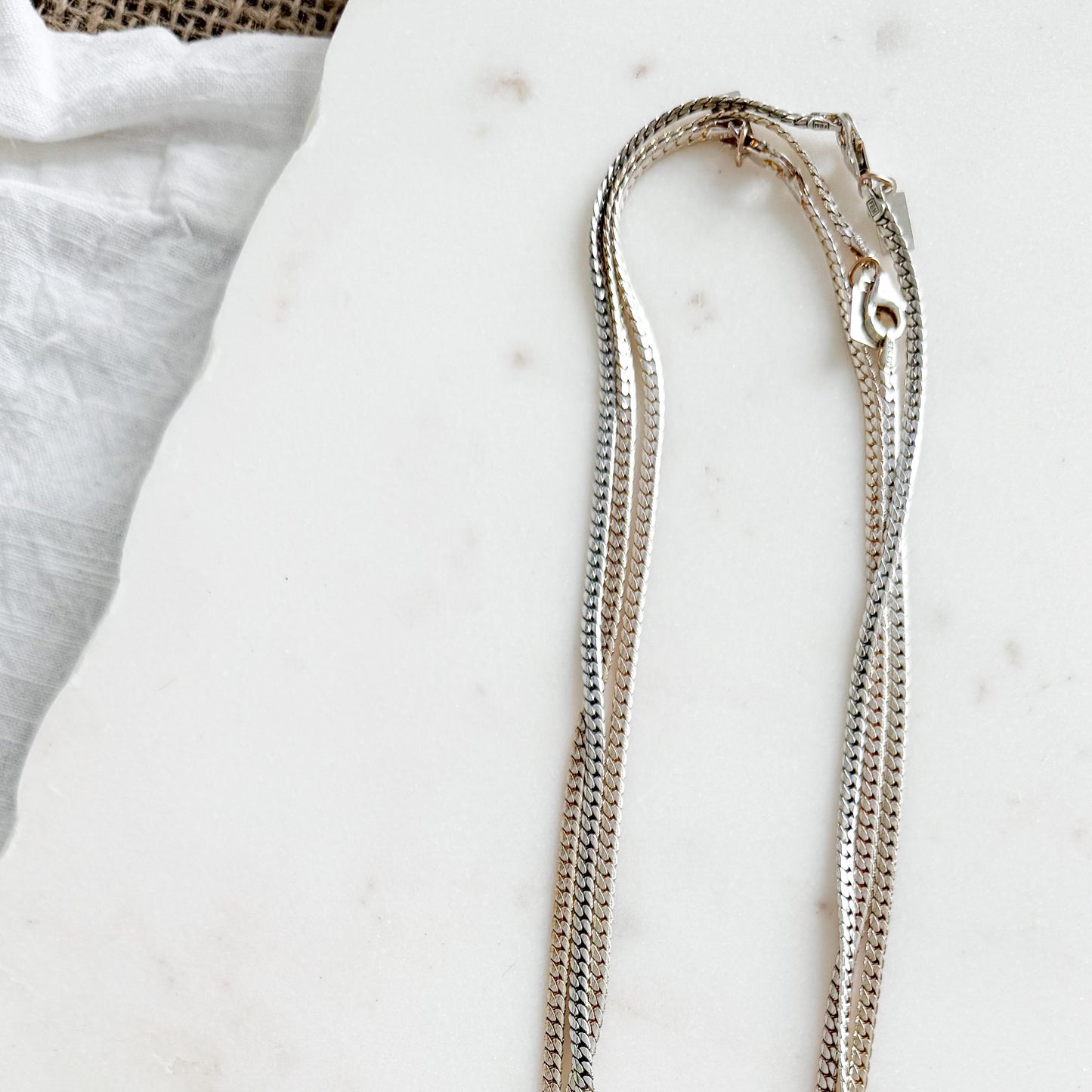 Warson Sterling Silver Flat Curb 925 Italian Chain Necklace