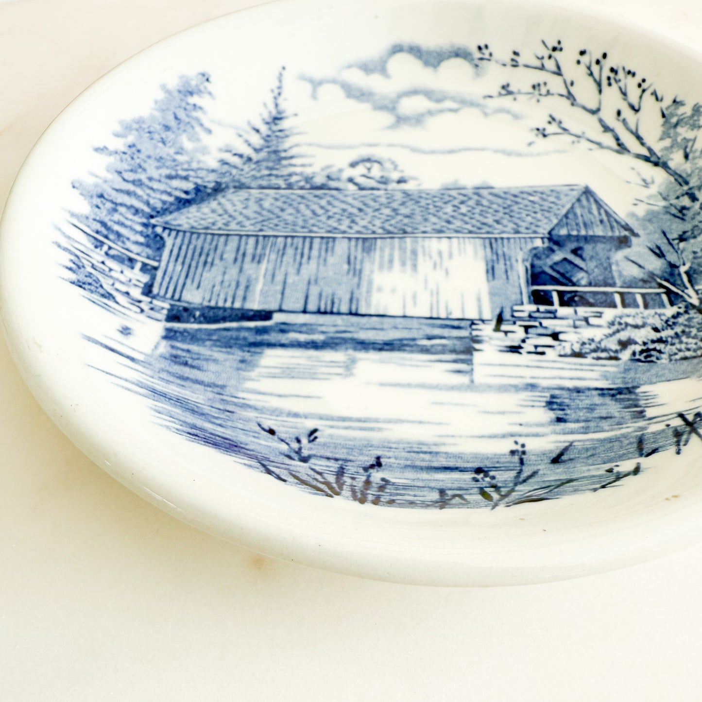 Wood and Sons Dummerston Bridge Blue White Bracelet Antique PlateM- BelleStyle