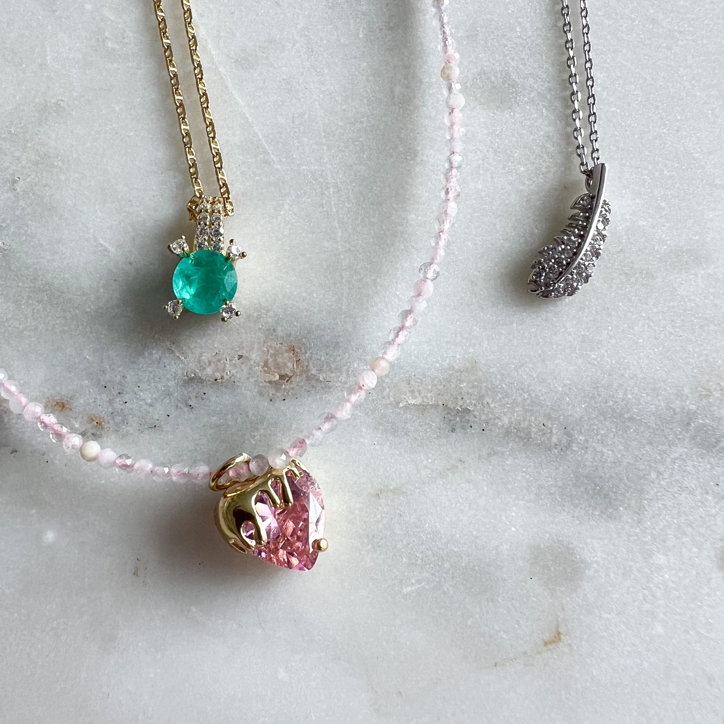 Shamrock Green Topaz Crystal 925 Gold Necklace