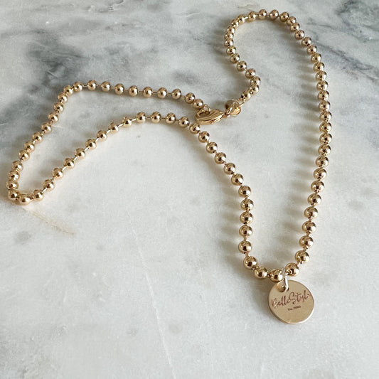 Logo Ball Chain Gold Necklace - BelleStyle