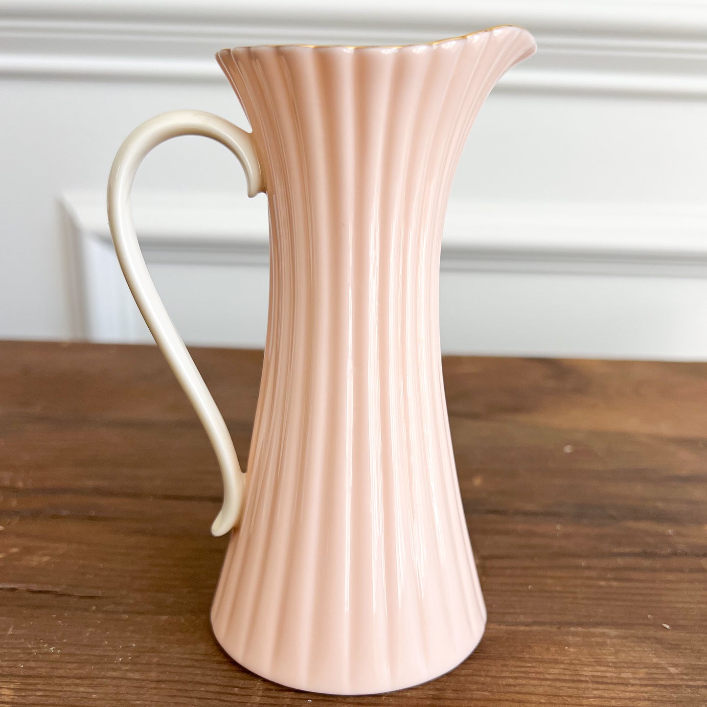 Betty Pastel Pink Scalloped Vintage Lenox Milk Pitcher with Handle
