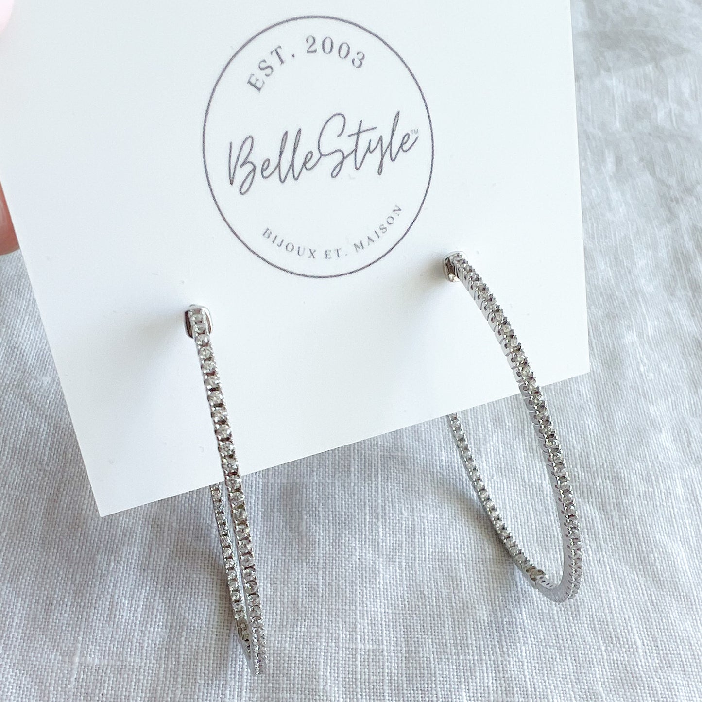 Taylor Oval 925 Crystal Hoop Earrings - BelleStyle
