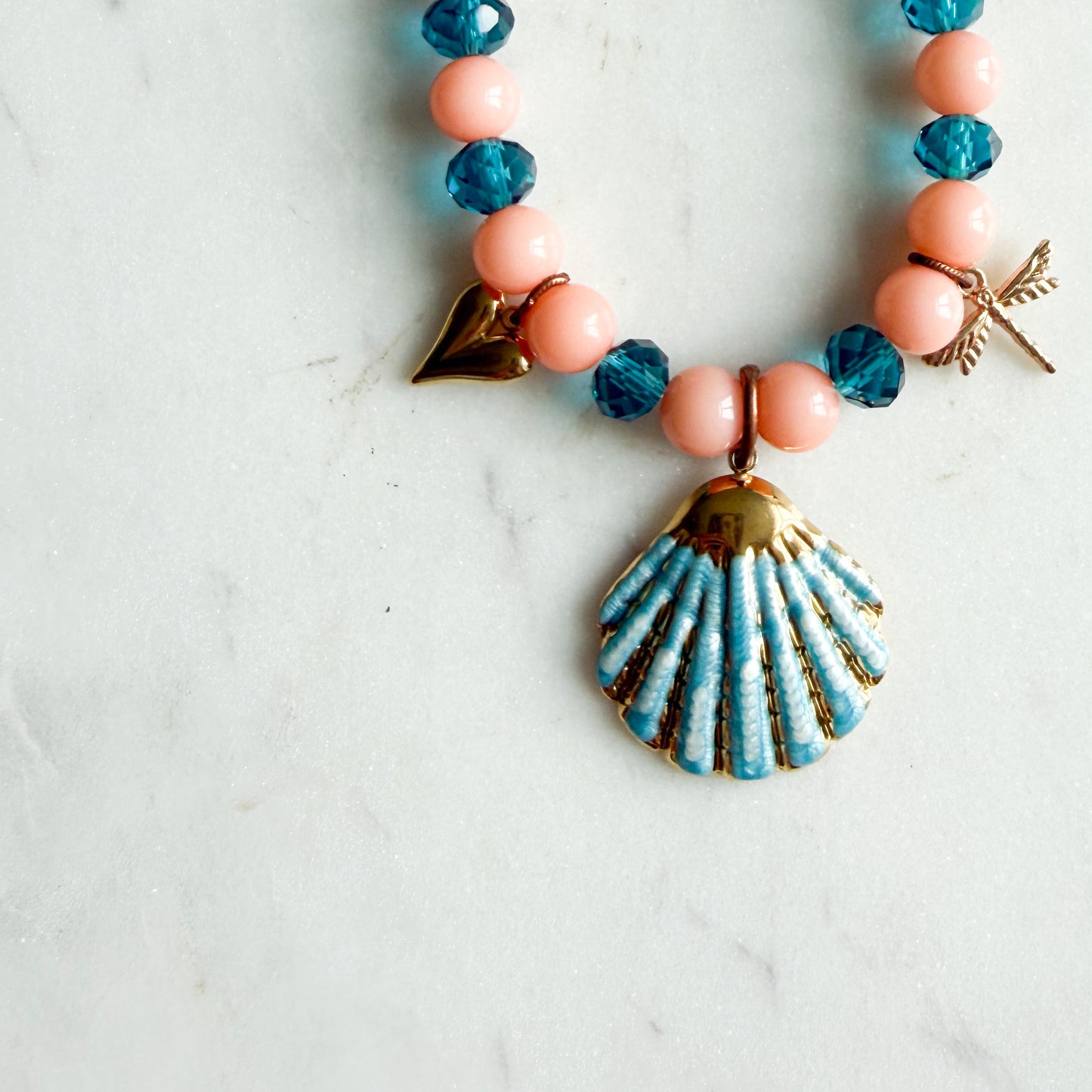 Stevie Blue Shell Chalcedony Semi-Precious Stone Necklace