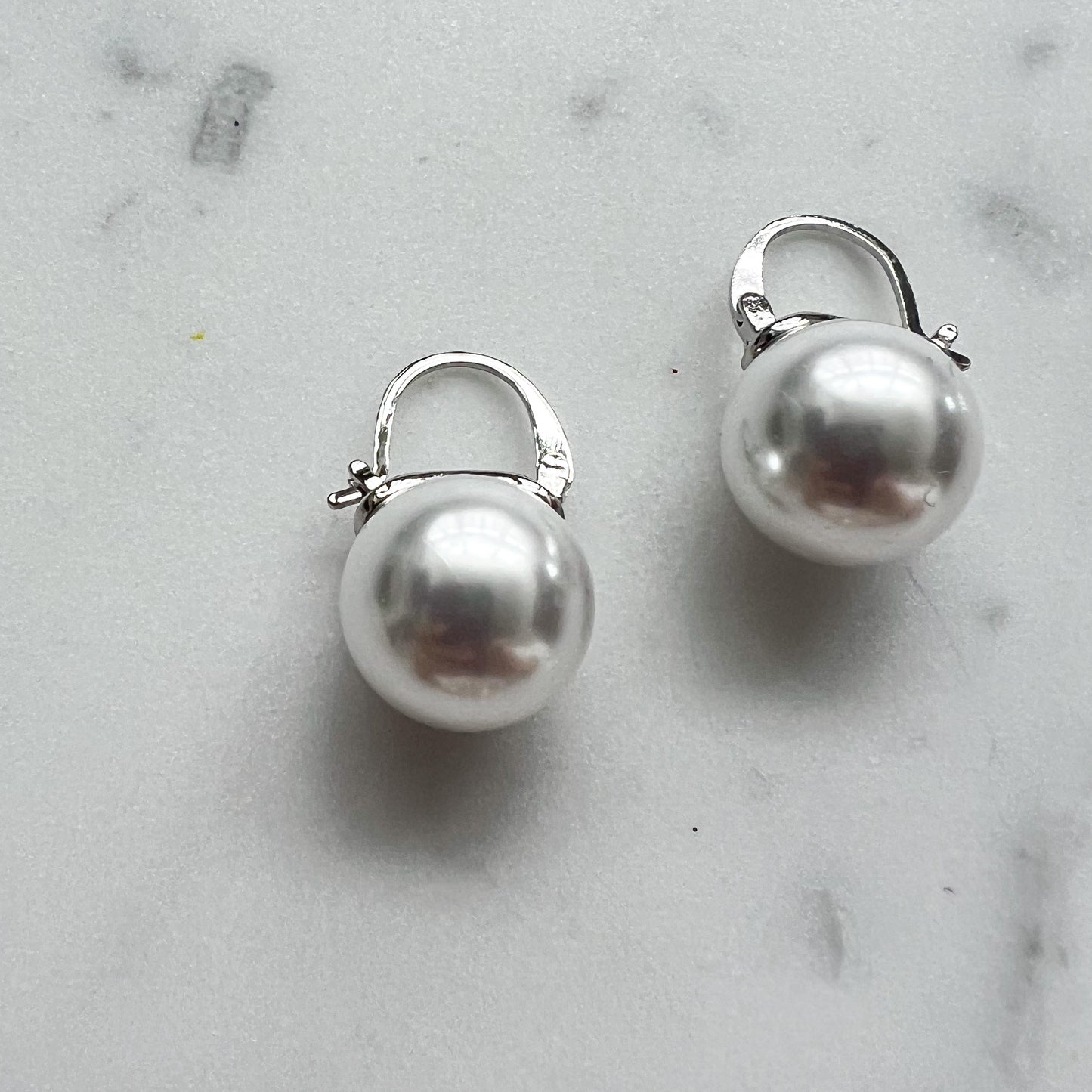 Everyday Faux Large Pearl 925 Earrings - BelleStyle