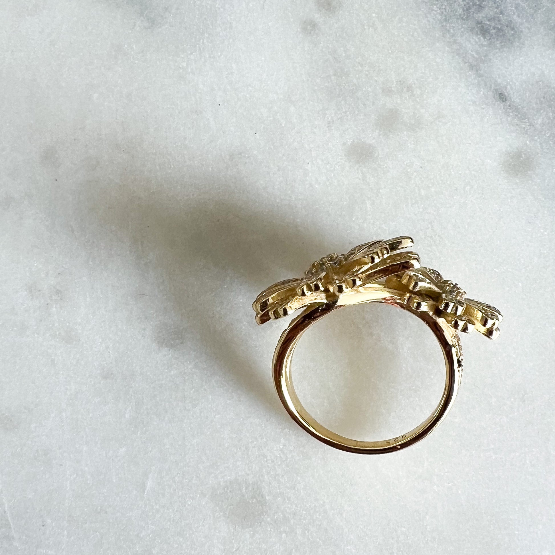 Flower Gold Sterling Silver 926 Ring Size 7 - BelleStyle