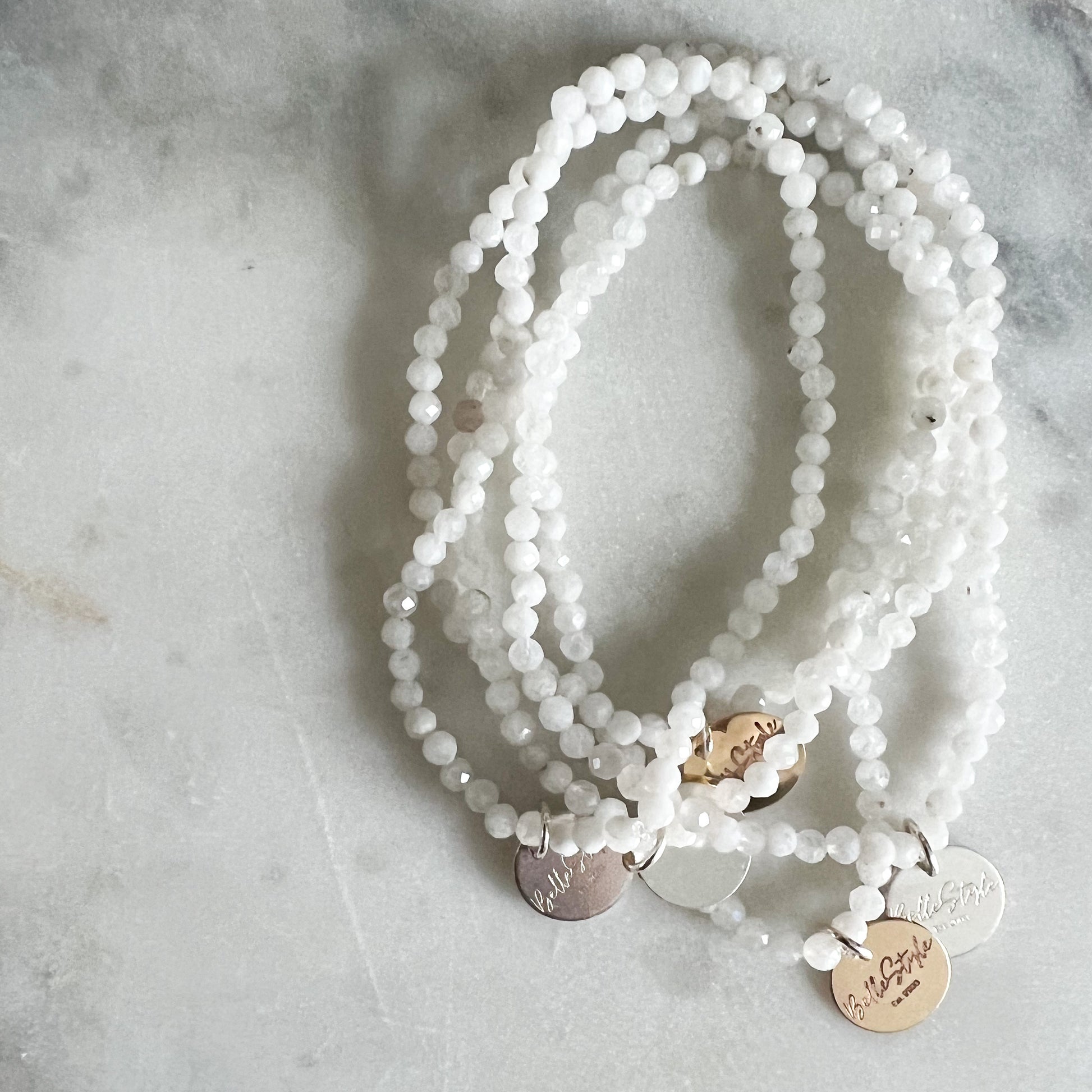Micro White Jade Logo Bracelet - BelleStyle