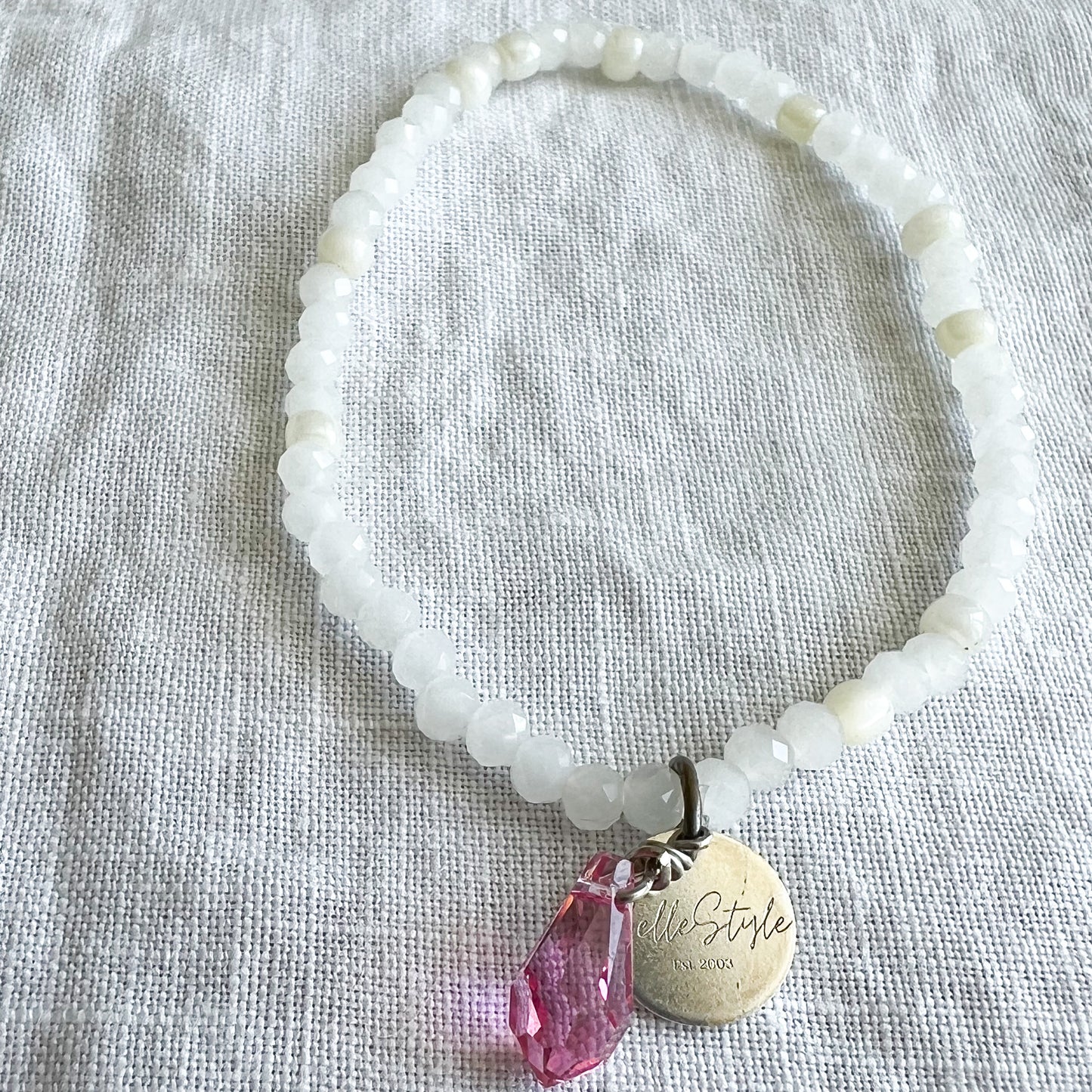Pink Swarovski Teardrop Crystal Quartz Bracelet - BelleStyle