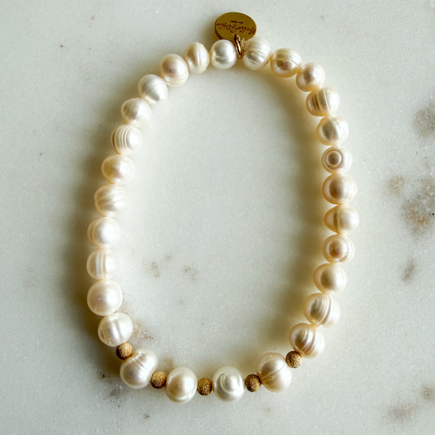 Saint Pierre Freshwater pearl 14KT Gold Ball Bead Bracelet