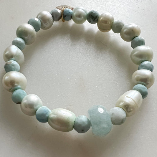 Indy Larimar Freshwater Pearl Bracelet - BelleStyle