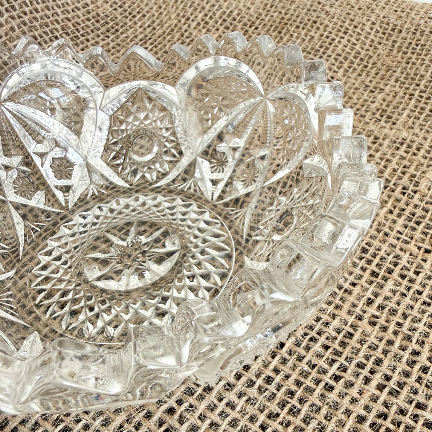 Heart Vintage Crystal Glass Jewelry Bowl With Handle